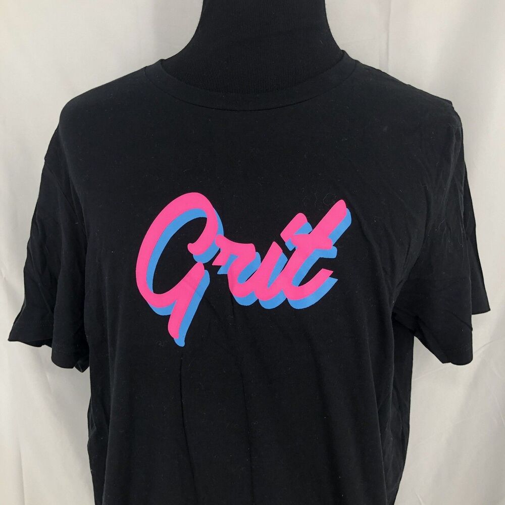 Bella Canvas Pink Spellout Grit Black Short Sleeve T-shirt XL